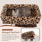 Globlazer Heavy Duty Leopard Cat Tree, 70in Sturdy Cat Tree for Indoor Cats Sturdy Large Cat Tower with Scratching Post & Board, Hammock, 2 Cat Condo for Adult Cats Kittens, F70 Pro, Leopard Print