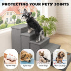 Zerbuger Dog Stairs with Storage, Grey 5 Steps Dog Ramp no Condo for Bed | 26" H Wider Dog Steps for High Beds Couch, Folding Storage Pet Stairs Gift for Climbing Small/Medium/Large Old Dogs Cats
