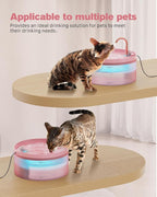Pink Cat Water Fountain: with 6 Carbon Filters + 3 Sponge Filters | 108oz/3.2L Pet Water Fountain Indoor Faucet Cat Fountain for Cats and Dogs