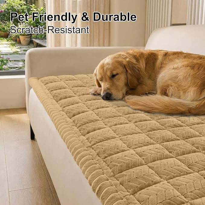 Smiry Couch Cover for Dogs, Non Slip Fuzzy Pet Sofa Covers Washable | Sofa Slipcovers for 2 Cushion Couch, Soft Thick Furniture Protector for Cats Dogs, Against Fur, Dirt, Scratch (27.6"x47")