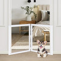 LZRS Clear Dog Gate for Indoor Use - Transparent Pet Fence with Solid Hardwood and Plastic Board, Stylish & Durable freestanding Pet Gate for Doorways, Stairs and Hallways-2 Panel White