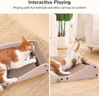 FUKUMARU Cardboard Cat Scratcher Bed, Extra Large 29.1 Inch Cat Scratch Pad | Cat Scratching Bed Couch Indoor, Natural Felt Multifunctional, Horizontal Kitten Scratch Bed Lounger With Ball Toy, Camel