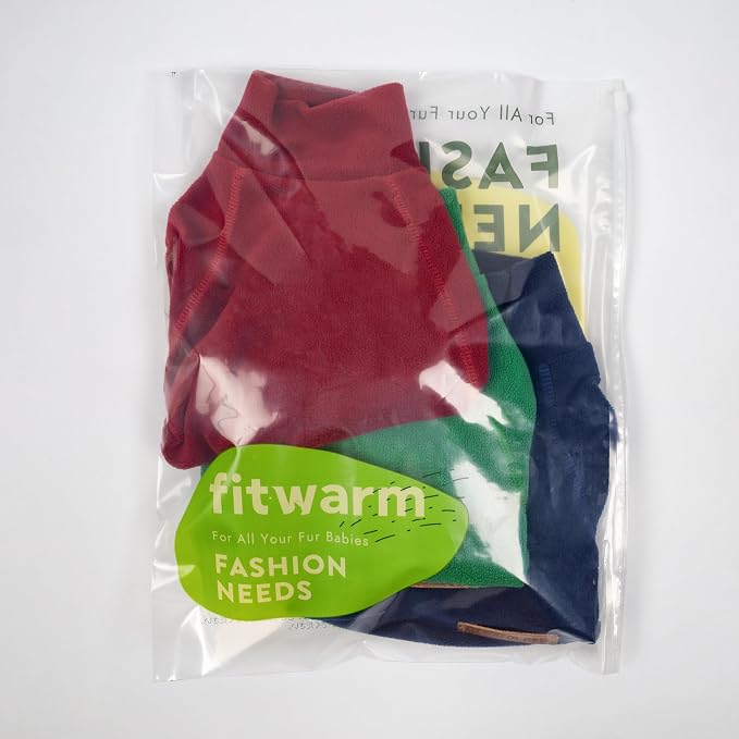Fitwarm 3 Pack Classic Fleece Dog Sweater, Christmas Dog Winter Clothes for Small Dogs Boy Girl, Holiday Pet Apparel, Burgundy Red, Green, Navy Blue, XS