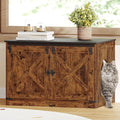Hzuaneri Cat Litter Box Enclosure, Hidden Litter Box Furniture with Divider | Wooden Cat Cabinet with Removable Dividers, Reversible Entrance Left or Right Side, Cat Washroom, Rustic Brown Black CB84601X