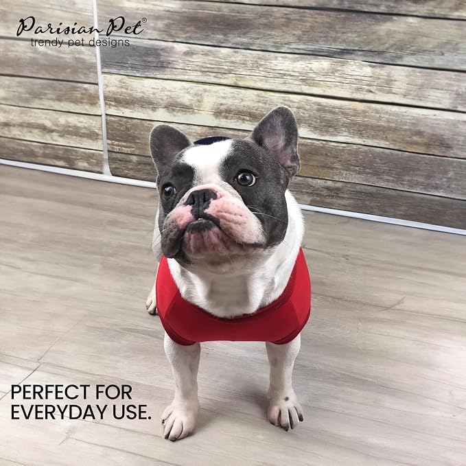 Parisian Pet World Champion Dog Tank Top - Breathable Cotton Pet Apparel - Red Puppy Clothes - Lightweight Doggie T Shirts for Dogs - Comfortable Sporty Dog Clothes - Summer Shirts for Large Dogs