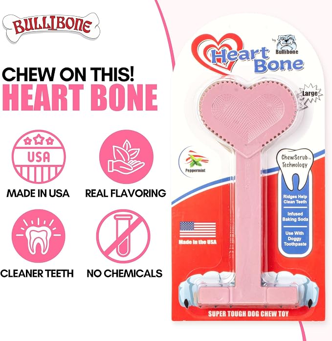 Bullibone Nylon Dog Chew Toy for Aggressive Chewers - Dental Hygiene Bone with Peppermint Flavor, Durable Tough Chew Toys for Large Dogs, Indestructible Dog Bone - 3 Pack