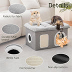 WINDRACING Cat Beds for Indoor Cats - Extra Wide Cats House for Pet and Foldable Kitten Cave Bed with Scratch Pad, Cat Hideaway Condo for Kitten, 25x16.9x14.2 inches, Light Grey