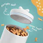 Barnyard Designs Ceramic Dog Treat Container with Airtight Lid (White) | Large Rustic Storage Canister and Cookie Jar for Kitchen Counter; Airtight Lid Keeps Food Fresh; Farmhouse Decor