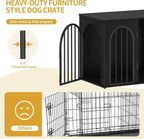 Hzuaneri 26.8'' Wooden Dog Crate Furniture, Indoor Dog Kennel Dogs Cage for Small Dogs, Heavy Duty Dog Crates Decorative Pet House End Side Table TV Stand, Black DFC85504B