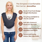 AnccoPlus Dog Carriers for Small Dogs, Front Facing Cat Carrier, Hands Free Dog Carrier, Size Adjustable Pet Carrier, Reducing Back Pain, Soft Cotton, Safe Small Dog Carrier (Plus, Charcoal Black) | Patented Front Carrier Reduces Back and Neck Strain; ...