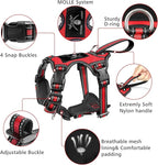 WINSEE Pet Harness Collar and Leash Set, All-in-one Reflective Dog Harness No Pull with Adjustable Buckles for Puppies, Small, Medium, Large, and Extra-Large Dogs (X-Large, Red)