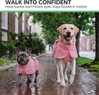 Luciphia Dog Raincoat, Adjustable Hooded Reflective Jacket with Pocket | Pink Large dog rain jacket with leash hole, buckle-on, non-stick fur. For daily walks.