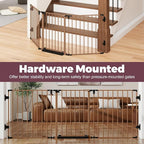 29.4-78" Extra Wide Baby Gate, Long Dog Gates Indoor for Stairs | Essential Large Gate for Child Toddler with Anti-Trip Pedal, Adjustable Pet Gate for Doorways, 28" Tall 3 Metal Panels Brown