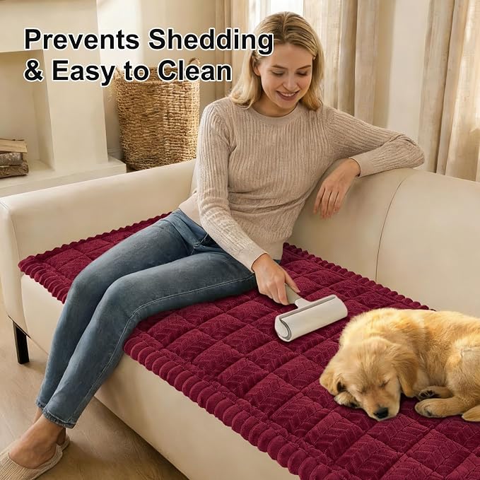 Smiry Couch Cover for Dogs, Non Slip Fuzzy Pet Sofa Covers Washable | Sofa Slipcovers for 2 Cushion Couch, Soft Thick Furniture Protector for Cats Dogs, Against Fur, Dirt, Scratch (27.6"x47")