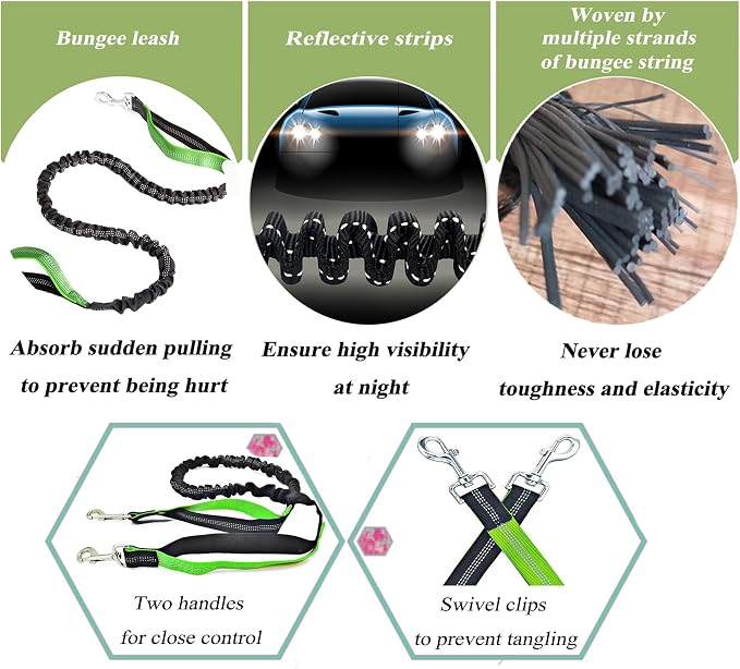 Dog Tie Out Cable for Camping, Dog Trolley System and 4ft Bungee Leash | Suitable for Dogs Up to 400lbs, Camping Yard andOutdoor Events