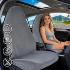 ZIMABLUE 2 Pack Waterproof Towel Car Seat Covers, 1kg Heavy Duty 3-Layer Microfiber Sweat Protector, Non-Slip Machine Washable Universal Bucket Seat Covers for Cars, SUVs, Gym, Beach, Pets, Gray