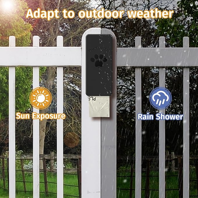 qeerable Dog Poop Bag Dispenser, Wall-Mounted Dog Bag dispenser Outdoor or Indoor for Doggy and Pets, Black Poop Holder for Yard and Park, Included 4 Rolls (60 Bags)