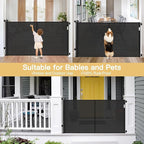 Reinforced 42" Tall Pet Gate 55" Wide Retractable Baby Gate, Indoor/Outdoor | Tall Retractable Dog Gate Prevents Crawling Under, One-Hand Operation Safety Lock, Scratch-Resistant Mesh, Easy Install/Black