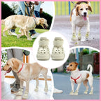Nasjac Dog Shoes for Hot Pavement - Breathable Dog Sandals with Non Slip Soles & Reflective Straps, Easy ON & Off, Easy-Clean Summer Outdoor Pet Boots for Small Medium Large Dogs, Beige, 5