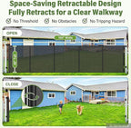 48" Tall 150" Wide Outdoor Retractable Gate for Dogs, All-Weather Resistant | Rustproof Stainless Steel Hardware, Reinforced Tall Retractable Baby Gates Outdoor Retractable Fence, Easy Install, Black