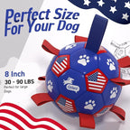 QDAN Dog Toys Soccer Ball with Straps, 8 Inch Dog Balls for Large Dogs | Outdoor Herding Balls for Dogs, Beach Pool Dog Water Toy, Interactive Puppy Soccer Toy with Tabs, Puppy Dog Birthday Gifts