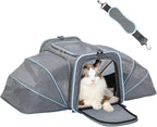 Petsfit Large Double Expandable Cat Carrier for Large Cats and Small Dogs | 19 x 12 x 12 in; dual-side expansion for large cats and small dogs, with anti-sag frame and locking zippers; up to 18 lb.