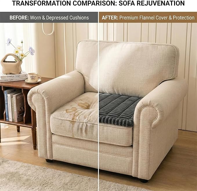Non Slip Couch Armrest Covers for Dogs, Fuzzy Pet Sofa Arm Covers | Washable for Armrest & Backrest, Soft Thick Furniture Protector for Cats Dogs, Against Fur, Dirt, 27.6" x 27.6", Dark Grey