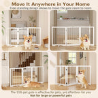Free Standing Dog Gate Indoor, Foldable Dog Gate for Stairs Doorways | 3-Panel Freestanding Pet Gate with Support Feet for Stability, Folding Puppy Gate Easy to Move, Doggy Gate 54"x24", White
