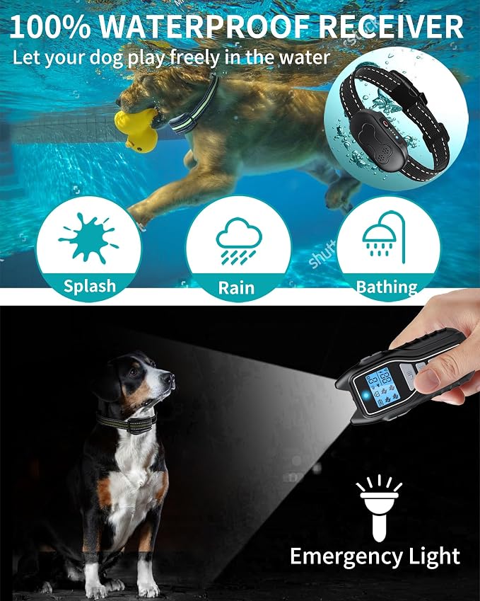 Asrcs Shock Collar for Dogs 2 Dogs (15-120lbs) 2000FT Dog Shock Collar with Remote Control Waterproof Dog Training Collar with Remote 4 Safe Modes Rechargeable Lock Flash Light for All Breeds - Blk