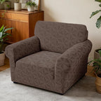 ZNSAYOTX Stretch Chair Cover, 1 Piece Couch Covers for 1 Seat Sofa, Jacquard Armchair Slipcovers with Elastic Bottom Thickened Furniture Protector for Dog Cat Pet (Small, Brown)