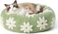 LE SURE Shown on TV Jacquard Donut Cute Cat Beds Indoor,Green 20x20x6in | Orthopedic Calming Small Dog Bed,Original Design Pattern,Washable Cover, Home Decor as Gift for Pet,Anti Slip Bottom