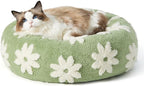 LE SURE Shown on TV Jacquard Donut Cute Cat Beds Indoor,Green 20x20x6in | Orthopedic Calming Small Dog Bed,Original Design Pattern,Washable Cover, Home Decor as Gift for Pet,Anti Slip Bottom
