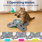 PAWSPIK Tumbling 3-in-1 Interactive Hide & Seek Cat Toy | Rechargeable Automatic Feather Chasing & Tumbling Peek-A-Boo Exercise Toy for Bored Indoor Cats & Kittens