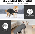 cyeollo Small Dog Coat, Sherpa Dog Winter Coat Reversible Warm Fleece Dogs Jackets Sweater Vest for Small Dogs Male with Leash Hole, Soft Cold Weather Pet Clothes, Dark Grey L