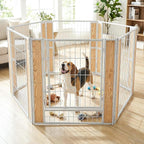 Heavy Duty Dog Playpen 32 Inch Height - Indoor Outdoor Pet Fence Enclosure for Medium and Small Dogs - Foldable Puppy Exercise Pen for Indoor and RV Camping or Yard (6 Panels, 32" H (White))