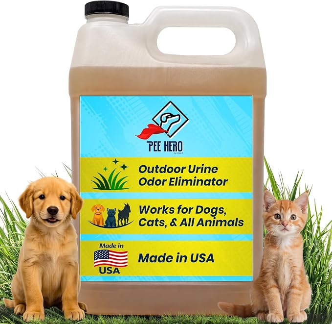Pee Hero Turf Odor Eliminator for Dogs 1 Gallon Concentrate (Makes 16 Gallons Solution), Cat Urine Odor Eliminator - Dog Urine Odor Eliminator Concentrate, Turf Cleaner for Pet Urine Outdoor