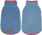 cyeollo Warm Dog Coat, Reversible Fleece Vest Dog Jacket for Winter Sherpa Turtleneck Pet Clothes Puppy Jackets Cold Weather Doggie Coats for Small Dogs, Blue S