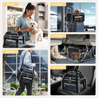 Lekereise Top-Expandable Pet Carrier 18x13x9.5 Inch Southwest Frontier Airline Approved Soft Sided Underseat to 15lbs Travel Carriers for Small Cats Dogs with Locking Safety Zippers Anti-Scratch Mesh