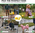 Luciphia Dog Raincoat, Adjustable Hooded Reflective Jacket with Pocket | Yellow small dog rain jacket with leash hole, buckle-on, non-stick fur. For daily walks.