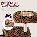 SHA CERLIN 82 inch Cat Tree Tower, Multi-Level Cat Condo with Plush Perches, Sisal Scratching Posts, Hammock and Toys, Stable Cat Tower for Kittens and Adult Cats, Leopard Print