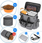 Modoker Dog Travel Bag Backpack, Airline Approved Pet Accessories Organizer for Dog and Cat with Shoulder Strap, 2 Dog Food Storage Containers, 2 Collapsible Dog Bowls,1 Pet Mat, Rose Red | Dog travel accessories set with feeding supplies, bowls, mat, ...