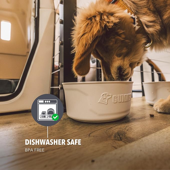 Dog Bowl with Spill-Proof Travel Lid, White, 7-Cup Pet Travel Bowl | White 7-Cup Dog Bowl, Spill-Proof Travel Lid, BPA-Free, Rust-Proof, Shock-Resistant, Stackable and Dishwasher Safe