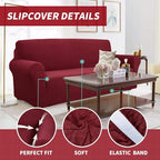YEMYHOM Couch Cover Latest Jacquard Design High Stretch Sofa Covers for 3 Cushion Couch, Pet Dog Cat Proof Slipcover Non Slip Magic Elastic Furniture Protector (Sofa, Christmas Wine Red)