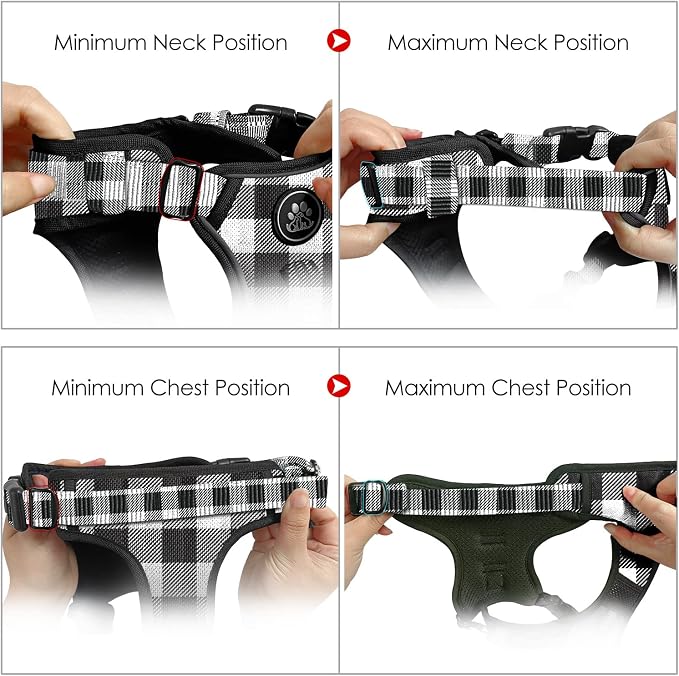 NESTROAD No Pull Dog Harness with Leash, Reflective No Choke Pet Vest Harness,Adjustable Soft Padded Dog Harness with Easy Control Handle for Large Dogs(Checkered Black,X-Large)