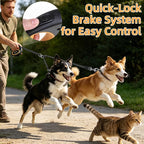 KOOLTAIL Dual Retractable Dog Leash for Two Dogs Up to 110 Lbs, Heavy Duty Double Headed 16 ft Extendable 360° Tangle-Free One Button & Lock Leash Shock Absorbing Bungee for Small Medium Large Dogs