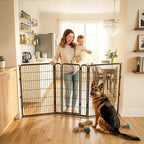 FXW Dog Gate, Extra Wide Adjustable for Openings Up to 83", 45" H | Flexible Space Control, Easy Walk-Through Access, 2 Panels + 1 Gate, For Large Dogs, Garage Use