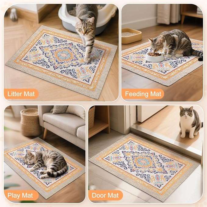 Unicorn Catcher 33"x22" Cat Litter Mat Non-Slip Washable Litter Box Mat | High-Density PVC Litter Catcher Mat Efficiently Traps Scattered Litter From Paws To Keep Floors Clean
