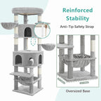 Cat Tree, 81.1" Skyward Corner Cat Tower for Large Cats VCT031W | Space-Smart Cat Furniture with Diamond Hideout, Grand Platform, Firm Base, 3 Soft Hammock & Pet Relax Station, Light Gray