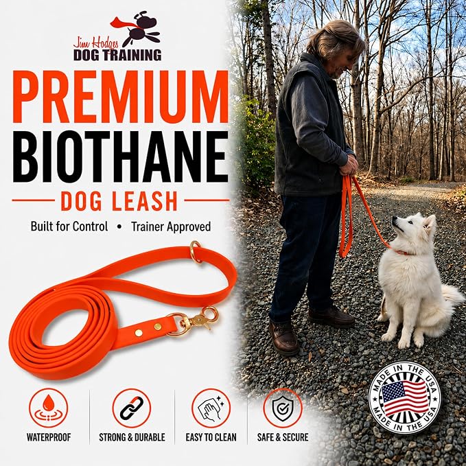 Gummy K9 Dog Leash, Biothane, Dog Training Leash, Made in The USA, 6 Feet, Various Sizes & Colors (5/8, Orange)