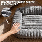 Dog Bed for Small Medium Size Dog, Washable Self Warming Dog Cat Beds for Indoor Cats Fluffy Rabbit Fur Pet Bed for Puppy and Kitten, Orthopedic Dog Cat Beds with Removable Cover & Anti-Slip Bottom